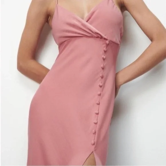 Zara Elegant Pink Spaghetti Strap Dress - Picture 4 of 10